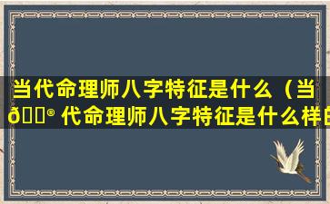 当代命理师八字特征是什么（当 💮 代命理师八字特征是什么样的）